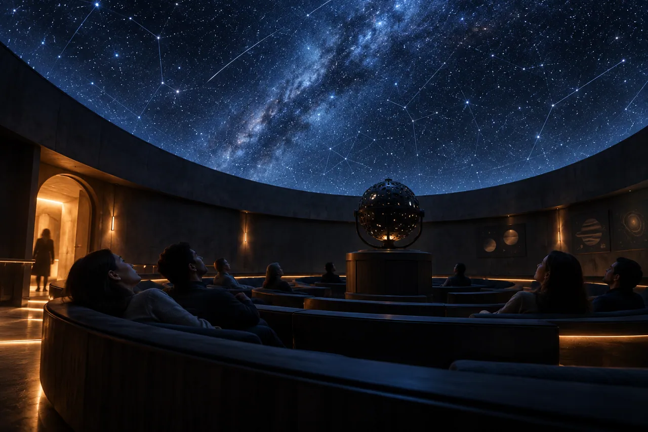 Inside a small fictional planetarium.